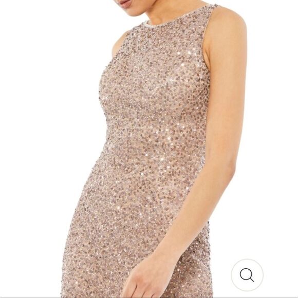 Mac Duggal Sequins Rose Gold Sleeveless Sheath Dress Sz 0 - Picture 11 of 16